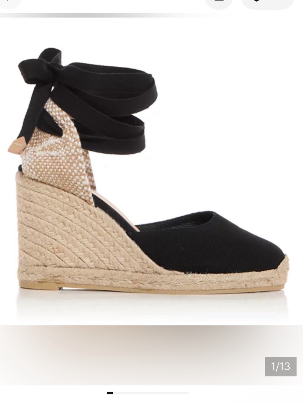 Castaner Carina Black Canvas Espadrille Wedges Jute Ankle Ties Feminine Spanish